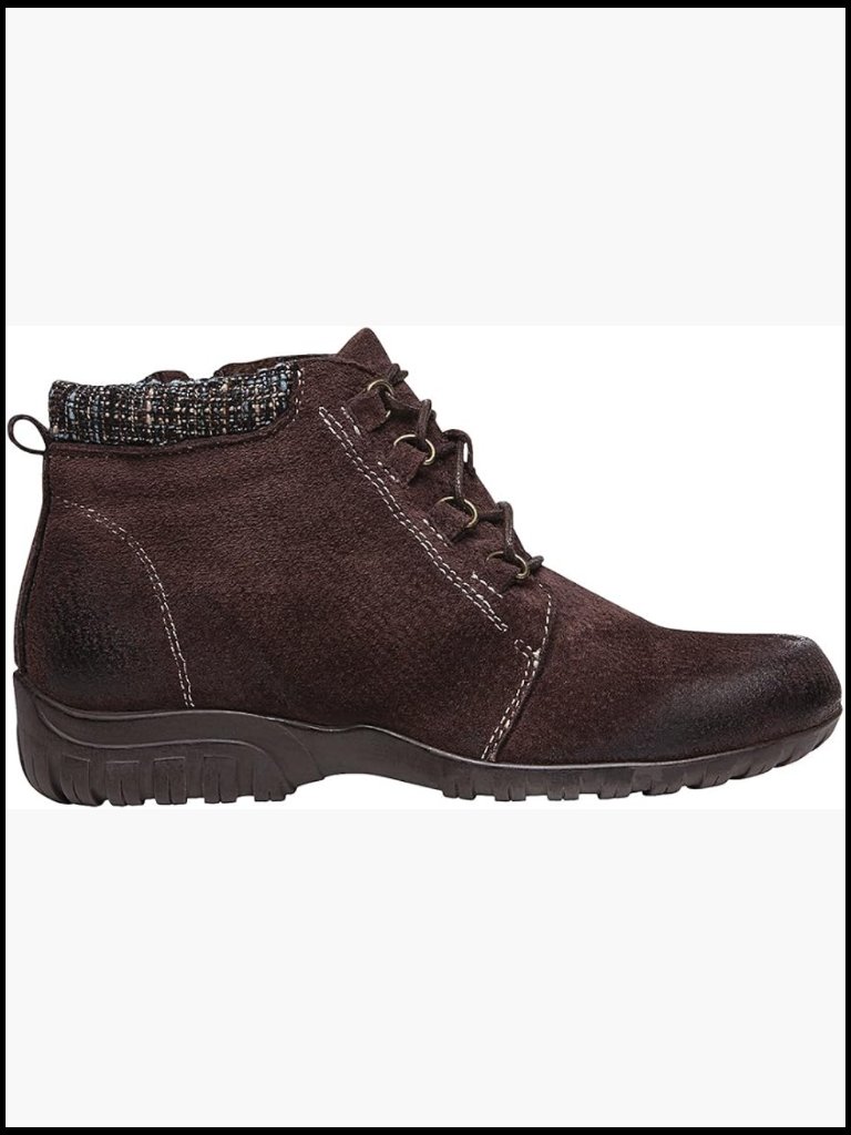 Ankle Boots Leather Suede Cushioned Insole Side Zip Casual Comfort